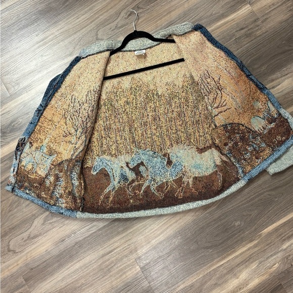 Vintage SUGAR  STREET Weavers Jacket Women’s Large Winter Snow Tapestry Blue. - Picture 8 of 13